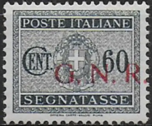 1943 Repubblica Sociale postage due 60c. Brescia I MNH Sassone n. (54euroIbac)