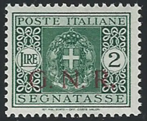 1943 Repubblica Sociale postage due Lire 2 Brescia I variety MNH Sassone n. 56euroIec