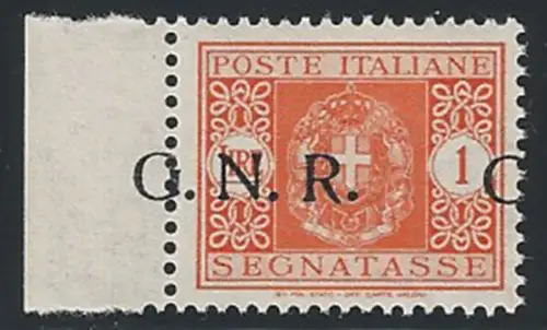 1944 Repubblica Sociale postage due Lire 1 G.N.R. Verona variety bf MNH Sassone n. 55d