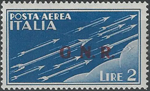 1943 Repubblica Sociale aerea Lire 2 G.N.R. Brescia II MNH Sassone n. 122II