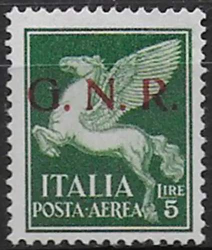 1943 Repubblica Sociale airmail Lire 5 G.N.R. Brescia I MNH Sassone n. 123euroI