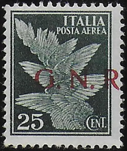 1944 Repubblia Sociale airmail 25c. Verona variety MNH Sassone n. 117cbb