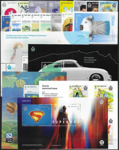 2025 San Marino complete year 15v.+7MS MNH