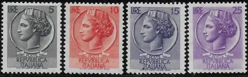 1955 Italia Turrita 4v. stars II sydewais MNH Sassone n. B762euroI-769euroI