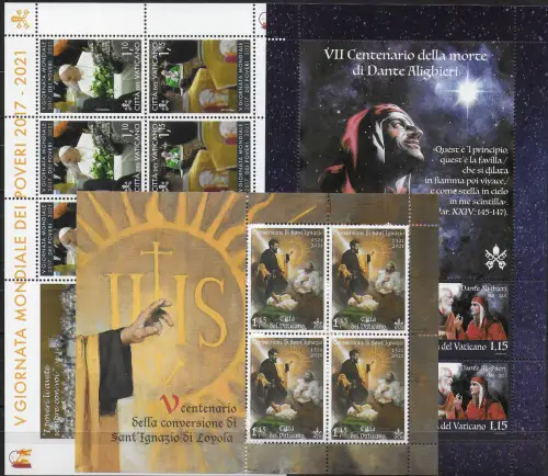 2021 Vaticano complete year of 3 MS MNH Unificato n. 1891+1900+1903euro04