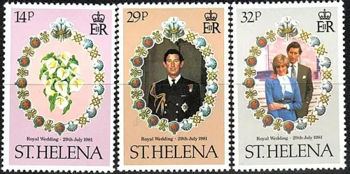1981 St Helena Royal Wedding 3v. MNH Michel n. 342euro44