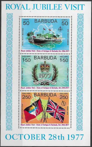 1977 Barbuda Royal Visit MNH SG n. MS 348