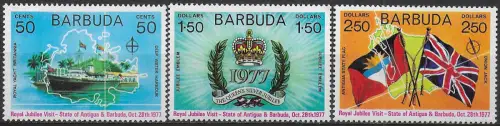 1977 Barbuda Royal Visit 3v. MNH SG. n. 345euro47