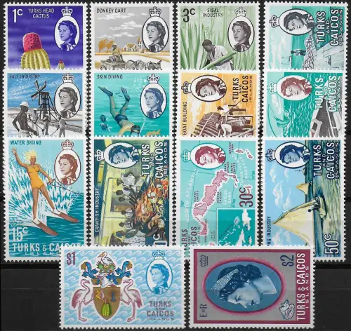 1971 Turks and Caicos Elizabeth II Dollars 14v. MNH SG n. 333euro46