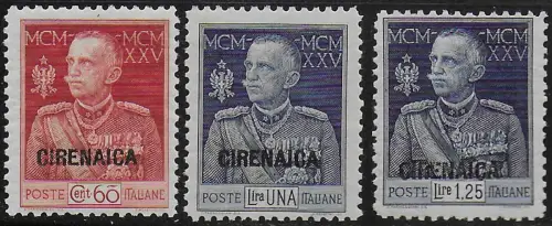 1925-26 Cirenaica King's Jubilee 3v. MNH Sassone n. 23euro25