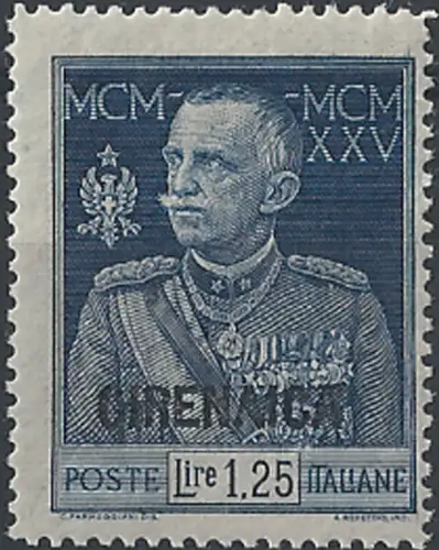 1926 Cirenaica Giubileo Lire 1,25 mc p. 13½ MNH Sassone n. 26