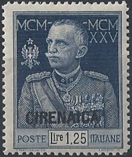1926 Cirenaica Giubileo Lire 1,25 p. 13½ MNH Sassone n. 26