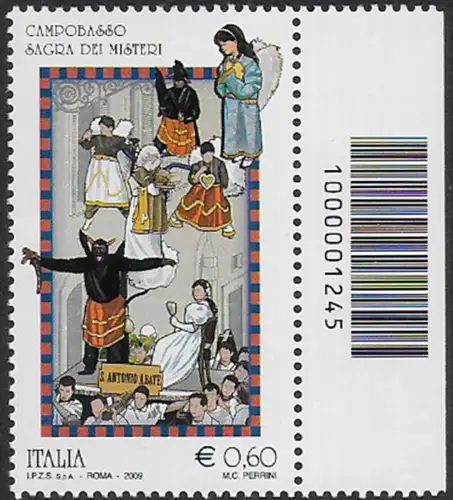 2009 Italia Italian Folklore Barcode MNH Unificato n. 3143cb
