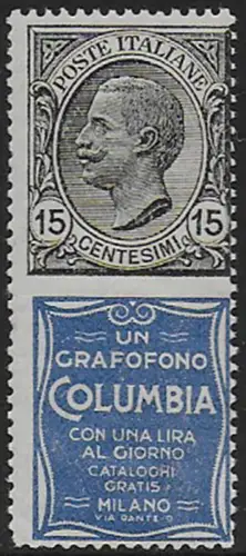 1924 Italia Pubblicitari 15c. Columbia mc MNH Sassone n. 2