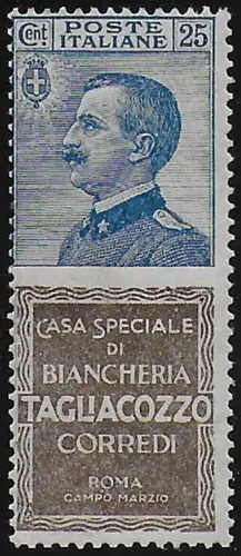 1924 Italia Pubblicitari 25c. TAGLIACOZZO MNH Sassone n. 8
