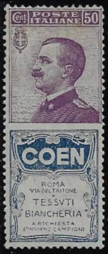 1925 Italia Pubblicitari 50c. COEN qbc MNH Sassone n. 10