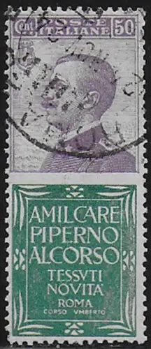 1925 Italia Pubblicitari 50c. PIPERNO bc used Sassone n. 13