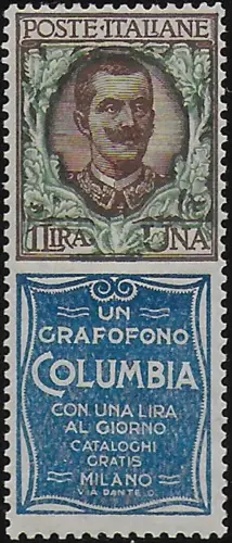 1924 Italia Pubblicitari Lire 1 COLUMBIA MNH Sassone n. 19