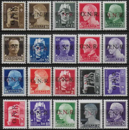 1944 Repubblica Sociale Imperiale G.N.R. Verona 20v. gal MNH Sassone n. 470euro89