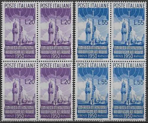 1950 Italia radiodiffusione quartina MNH Sass n. 623euro24