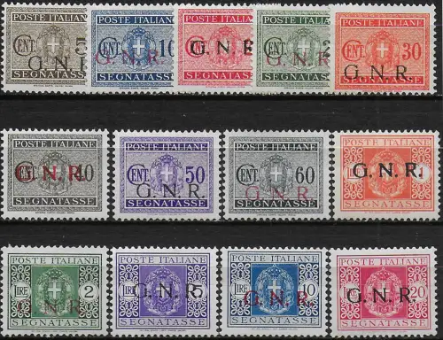 1944 Repubblica Sociale postage due stamps 13v. MNH Sassone n. 47euro59