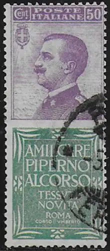 1925 Italia Pubblicitari 50c. Piperno used Sassone n. 13