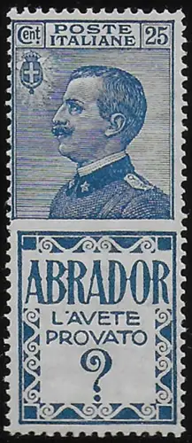 1924 Italia Pubblicitari 25c. ABRADOR MNH Sassone n. 4