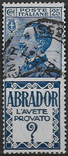 1924 Italia Pubblicitari 25c. ABRADOR used Sassone n. 4