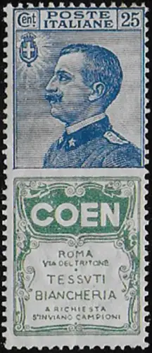1925 Italia Pubblicitari 25c. COEN MNH Sassone n. 5