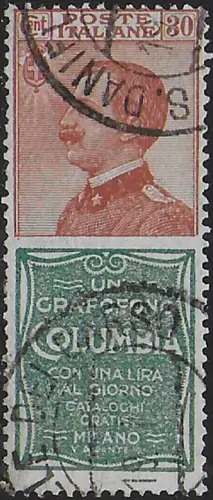 1925 Italia Pubblicitari 30c. COLUMBIA used Sassone n. 9