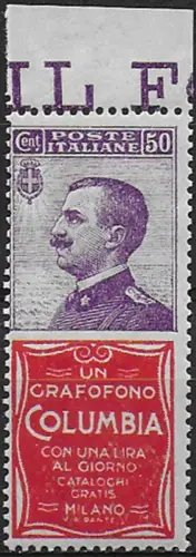 1925 Italia Pubblicitari 50c. COLUMBIA bf MNH Sassone n. 11