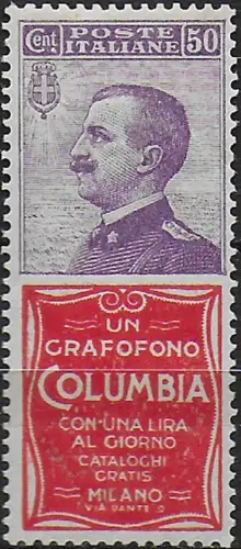 1925 Italia Pubblicitari 50c. COLUMBIA bc MNH Sassone n. 11