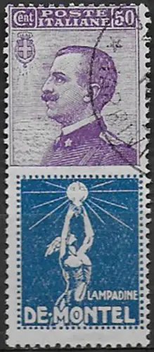 1925 Italia Pubblicitari 50c. DE MONTEL used mc Sassone n. 12