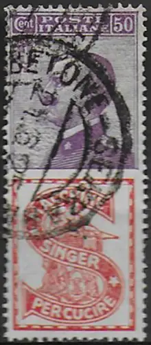 1925 Italia Pubblicitari 50c. SINGER used Sassone n. 16