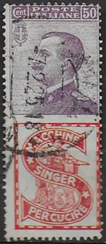 1925 Italia Pubblicitari 50c. SINGER used mc Sassone n. 16