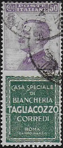 1924 Italia Pubblicitari 50c. TAGLIACOZZO used Sassone n. 17
