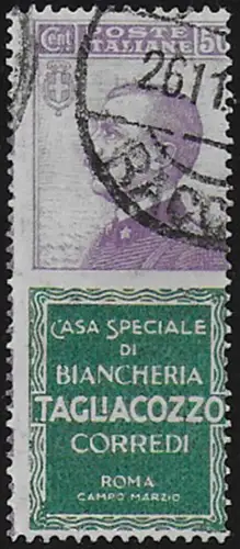 1924 Italia Pubblicitari 50c. TAGLIACOZZO mc used Sassone n. 17