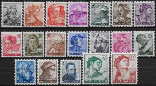 1961 Italia Michelangiolesca 19v. p. ANNULLATO MNH Sassone n. 899/917