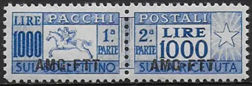 1954 Trieste A parcel post stamp Lire 1.000 MNH Sassone n. 26/I