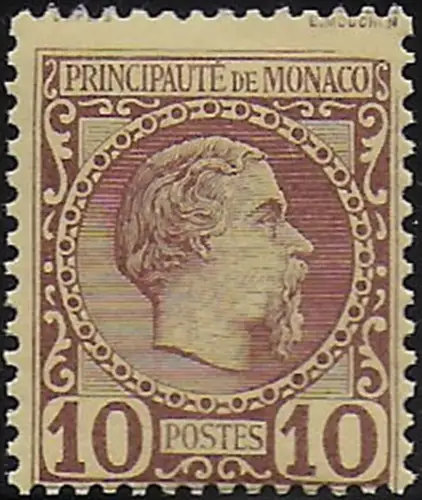1885 Monaco Charles III 10c. lilac brown 1v. MNH Unificato n. 4