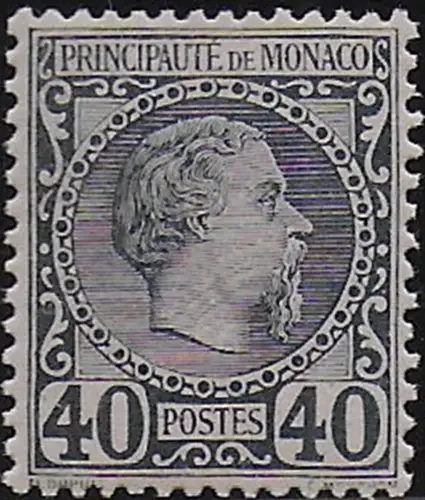 1885 Monaco Charles III 40c. light blue 1v. MNH Unificato n. 7