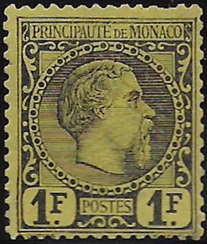 1885 Monaco Charles III 1Fr. black 1v. MNH Unificato n. 9