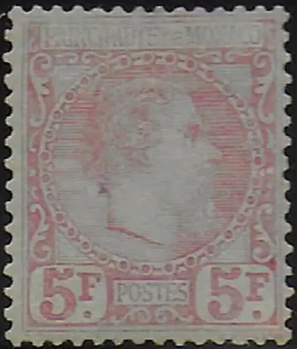 1885 Monaco Charles III 5Fr. carmine 1v. MH Unificato n. 10