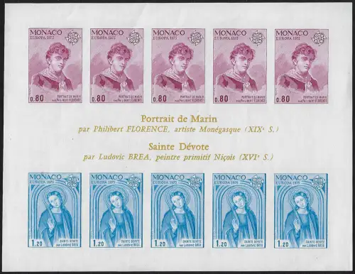 1975 Monaco Europa CEPT MS unp. MNH YeT n. 10UN