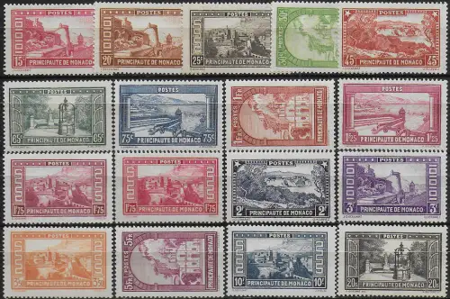 1933-37 Monaco Views MNH Unificato n. 119/34