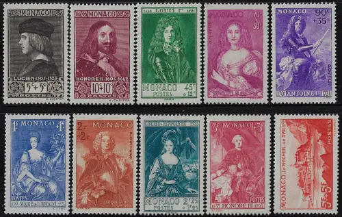 1939 Monaco Charitable works MNH Unificato n. 185/94