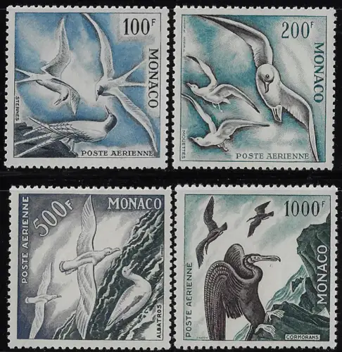1955 Monaco airmail seabirds 4v. MNH Unificato n. 55/58