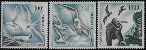1957 Monaco airmail seabirds 3v. MNH Unificato n. 66/68