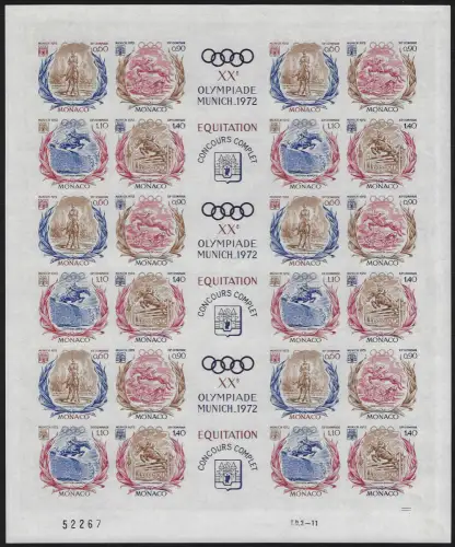 1972 Monaco Horse Show UN Sheet MNH YeT n. 890/93