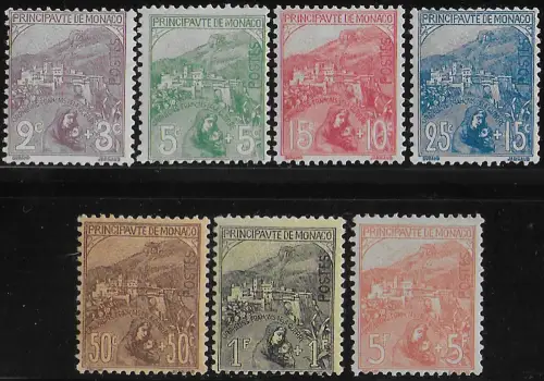 1919 Monaco war orphans 7v. MNH Unificato n. 27/33